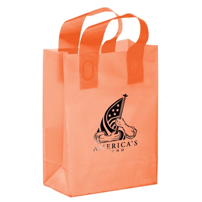 Color Frosted 8" x 4" x 11" Logo Shopper Bags