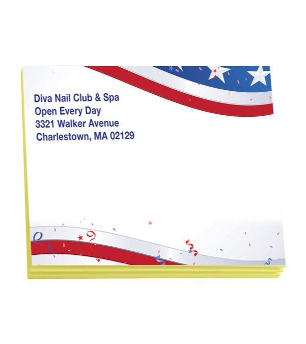 Sticky Note Pads - Stars & Stripes Border 4&quot; x 3&quot; (25 sheets)