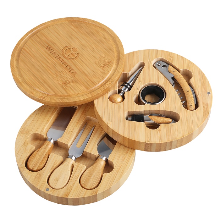 8-Piece Swivel Top Bamboo Cheese Board Set