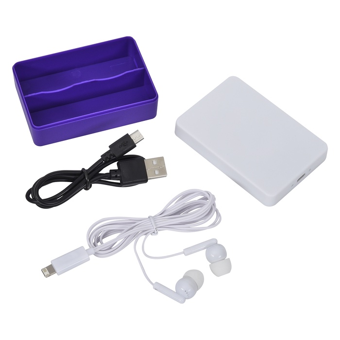 3-In-1 Stowaway Wireless Charging Kit With Earbuds