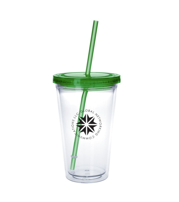 18 oz. Clear Tumbler with Colored Lid