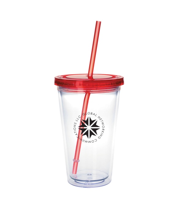 18 oz. Clear Tumbler with Colored Lid