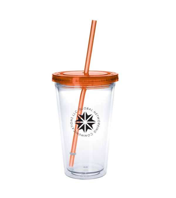 18 oz. Clear Tumbler with Colored Lid