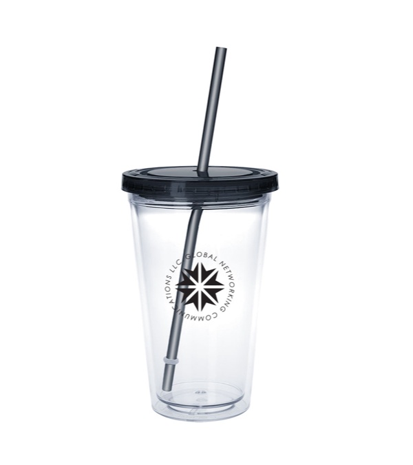 18 oz. Clear Tumbler with Colored Lid