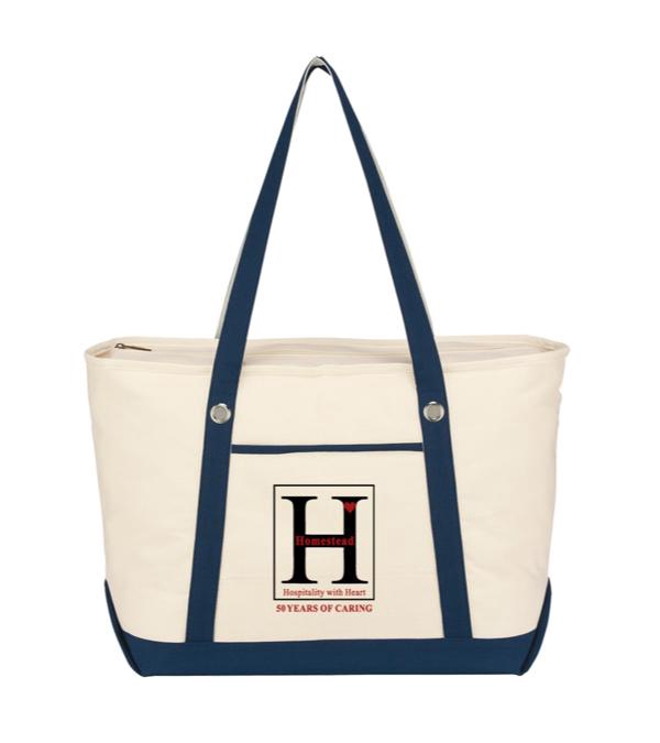 Large Cotton Canvas Sailing Tote Bag