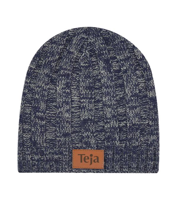 Knit Beanie With Leatherette Patch