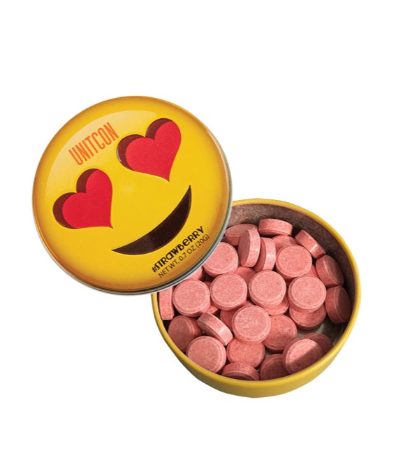 Heart Eyes Emoji Tin with Strawberry Mints