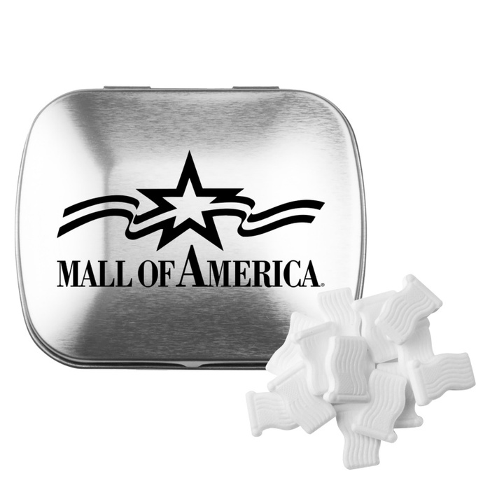 Domed Tin with American Flag Shaped Mints
