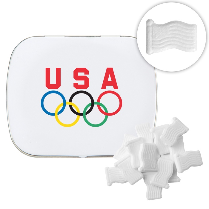 Domed Tin with American Flag Shaped Mints