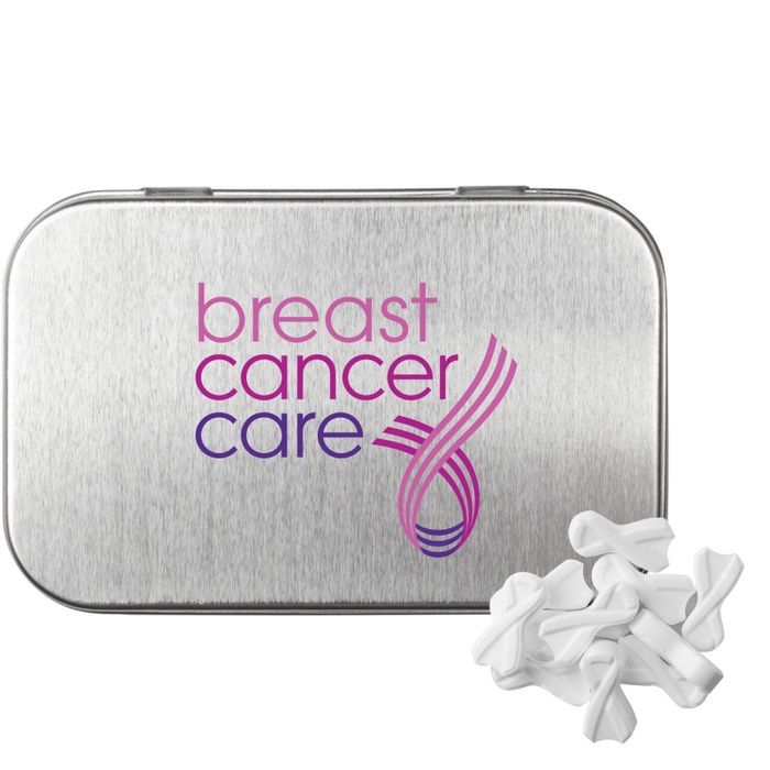 Rectangular Tin with Ribbon Shaped Mints
