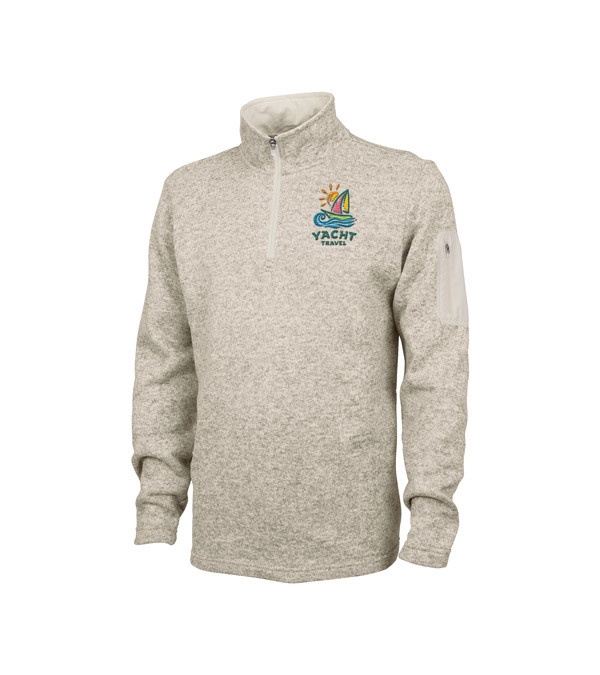 Men's Heathered Fleece Pullover - Embroidered