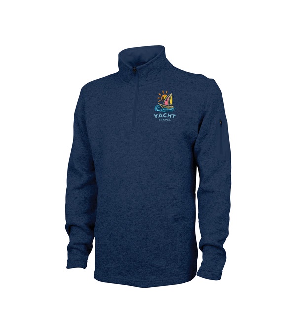 Men's Heathered Fleece Pullover - Embroidered