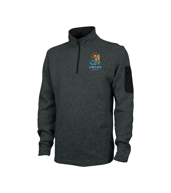 Men's Heathered Fleece Pullover - Embroidered