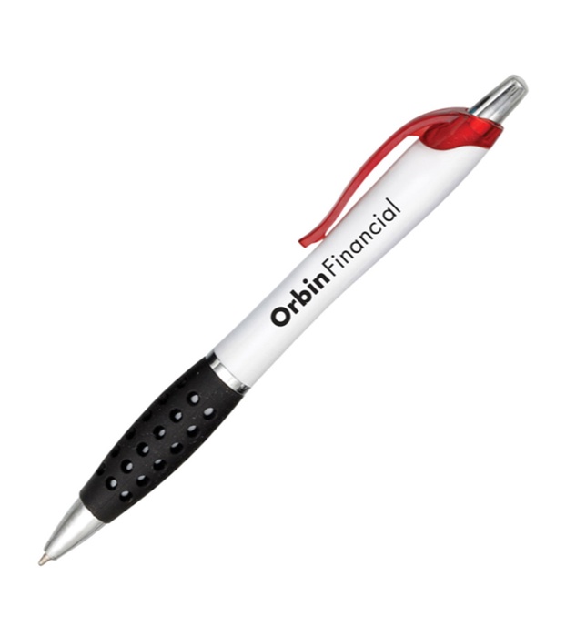 Jolie White Barrel Logo Pen