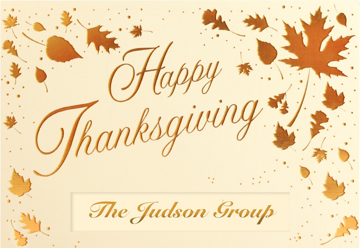 Premium Scattered Thanksgiving Leaves Greeting Card