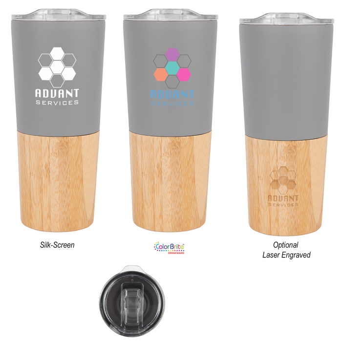 16 Oz. Marlow Stainless Steel Tumbler With Bamboo Base