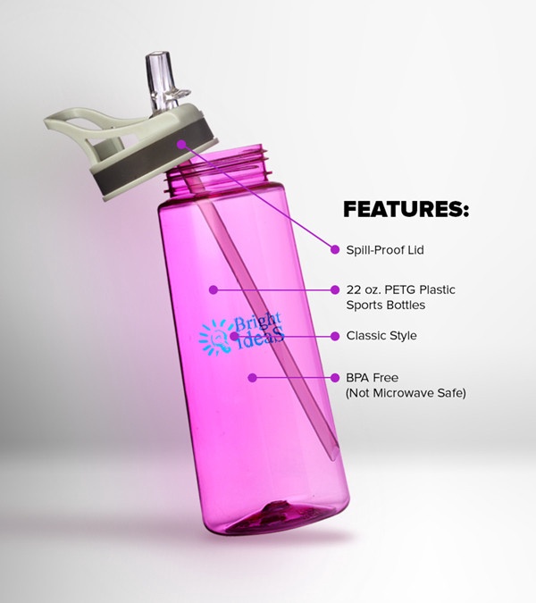 22 oz. Sports Water Bottles with Straw