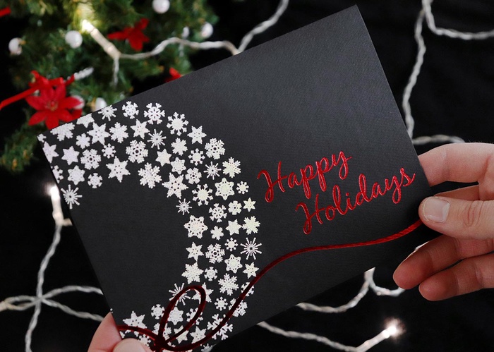 Premium Silver Snowflakes Holiday Greeting Card