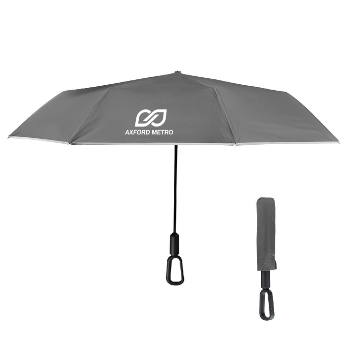 46" Arc Reflective Umbrella With Carabiner Handle