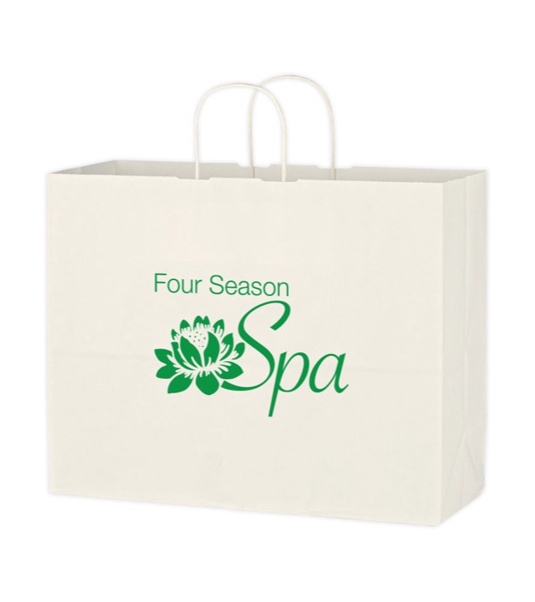 Kraft Paper White Shopping Bag - 10 inch x 13 inch
