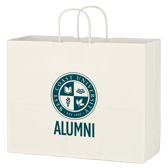Kraft Paper White Shopping Bag - 16"W x 12-1/2"H