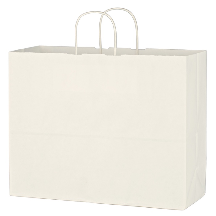 Kraft Paper White Shopping Bag - 16"W x 12-1/2"H
