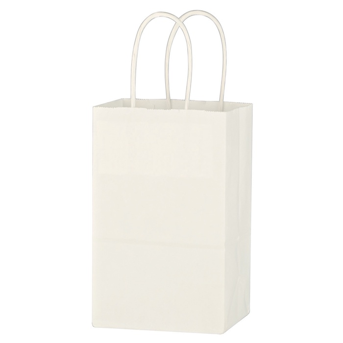Kraft Paper White Shopping Bag - 5-1/4" X 8-1/4"