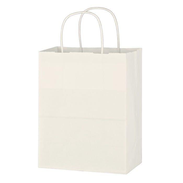 Kraft Paper White Shopping Bag - 8" x 10-1/4"