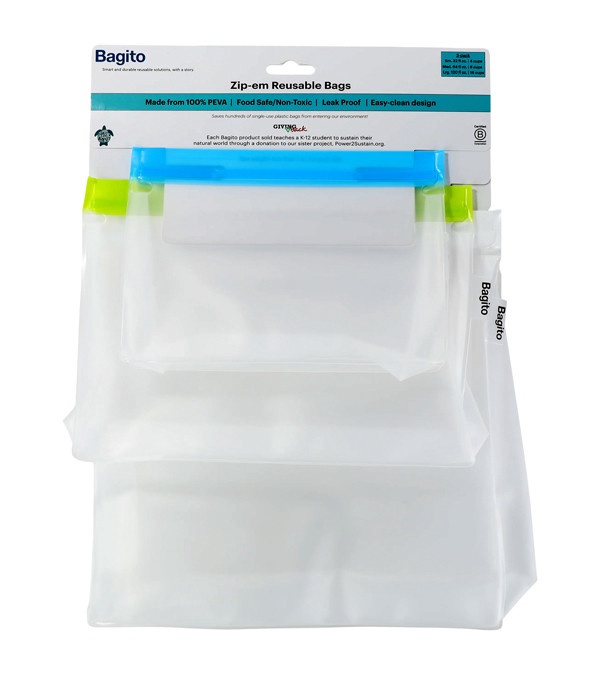 Bagito Reusable Zip-em Storage Bags (Set of 3) - Blank