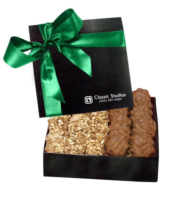 The Chairman Black Gift Box - Almond Butter Crunch & Cashew Caramel Turtles