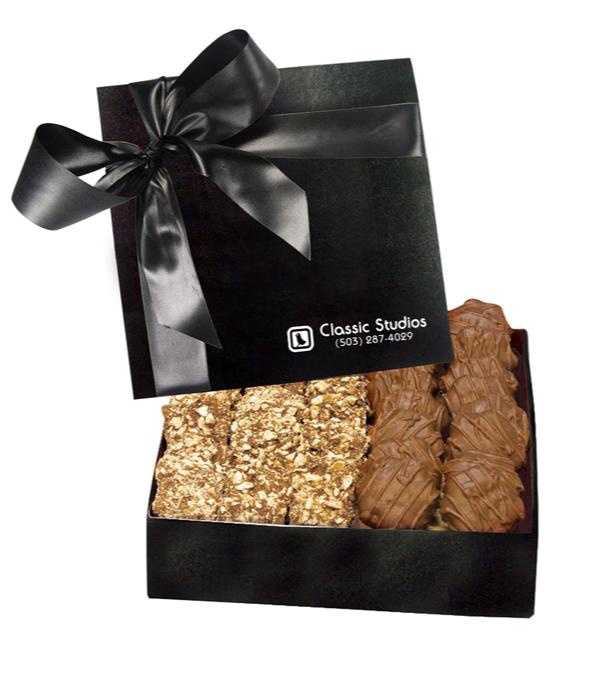 The Chairman Black Gift Box - Almond Butter Crunch & Cashew Caramel Turtles