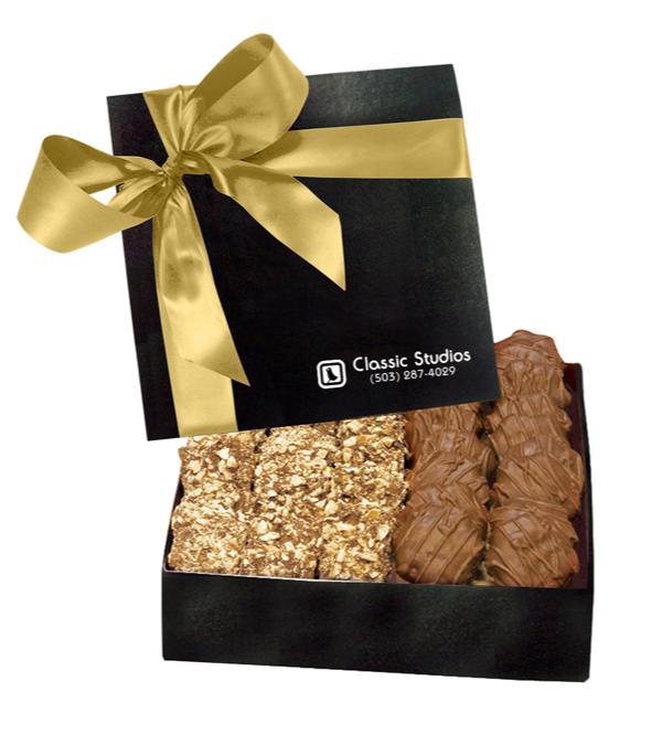 The Chairman Black Gift Box - Almond Butter Crunch & Cashew Caramel Turtles