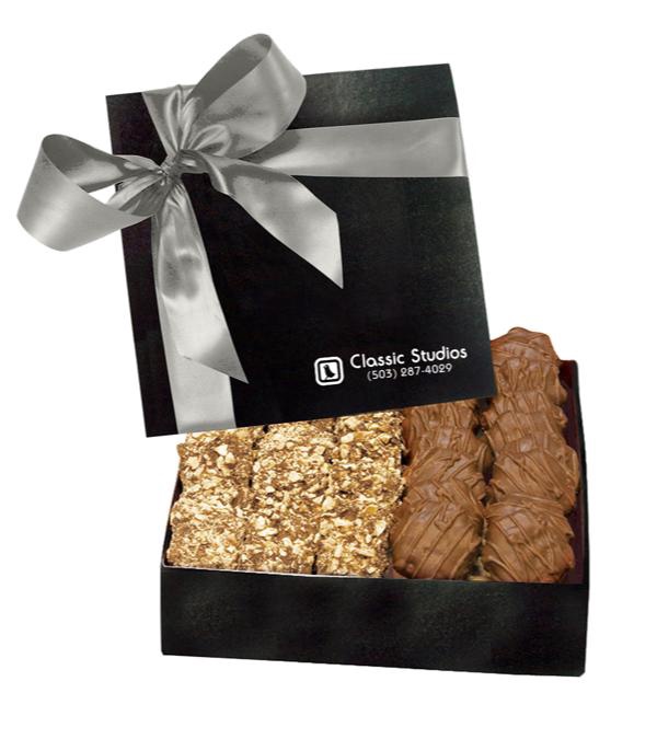 The Chairman Black Gift Box - Almond Butter Crunch & Cashew Caramel Turtles