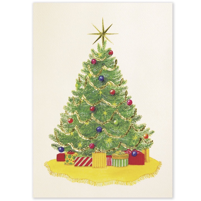 Gold Star Tree Holiday Greeting Card
