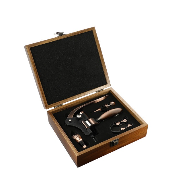 Graze Wood and Metal Wine Set