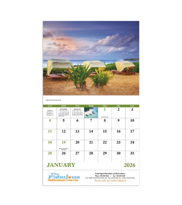 Beach Paradise Wall Calendar 2026