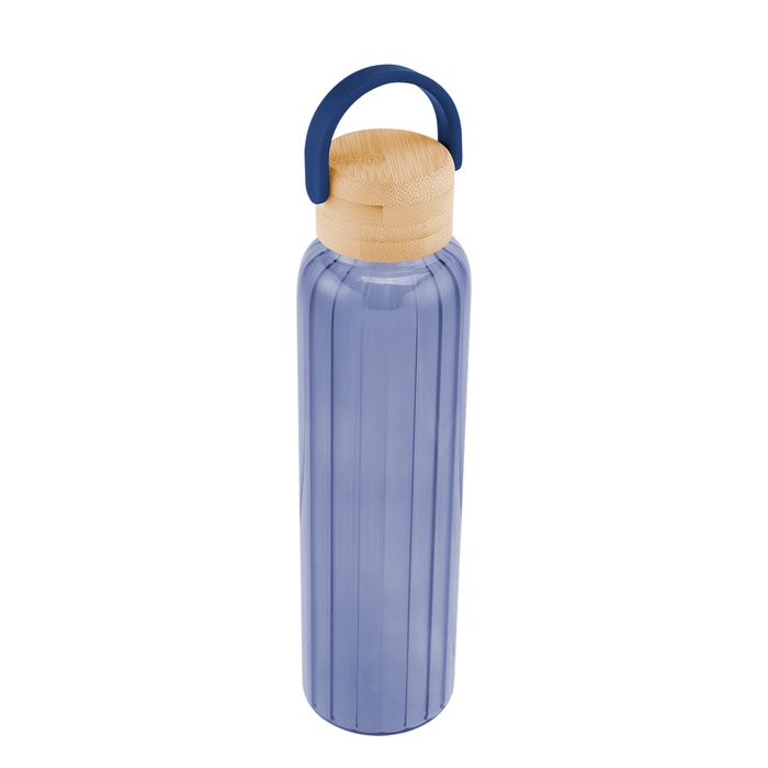 20 Oz. Ribbed Borosilicate Glass Bottle With Bamboo Lid
