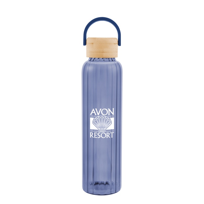 20 Oz. Ribbed Borosilicate Glass Bottle With Bamboo Lid
