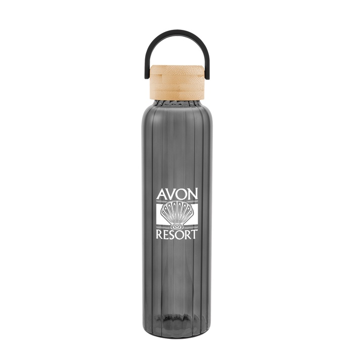 20 Oz. Ribbed Borosilicate Glass Bottle With Bamboo Lid