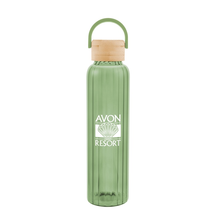 20 Oz. Ribbed Borosilicate Glass Bottle With Bamboo Lid