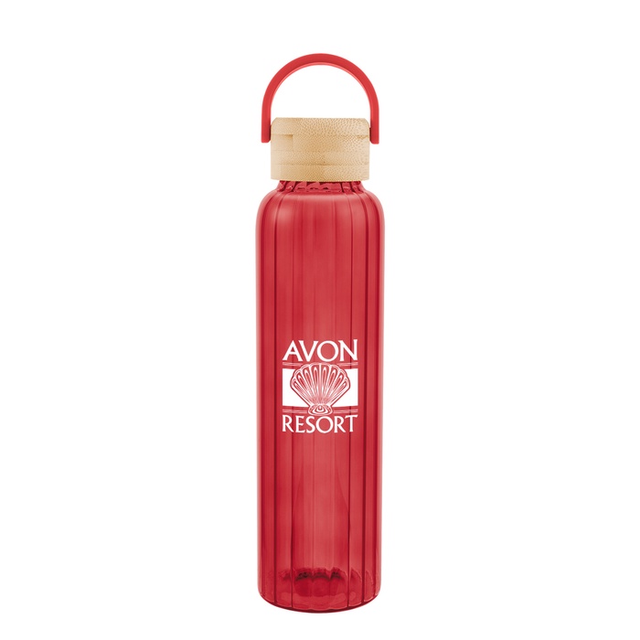20 Oz. Ribbed Borosilicate Glass Bottle With Bamboo Lid