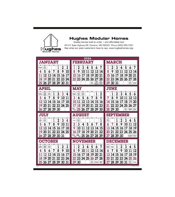Big Numbers Span-A-Year Calendar 2026