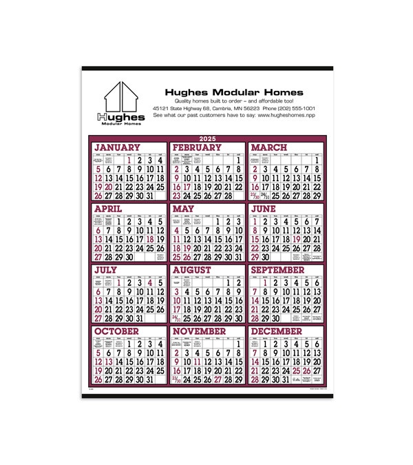 Big Numbers Span-A-Year Calendar
