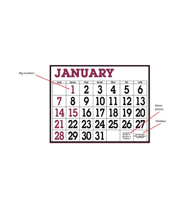 Big Numbers Span-A-Year Calendar