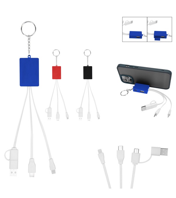 Multi-Charging Cable USB Hub Keyring