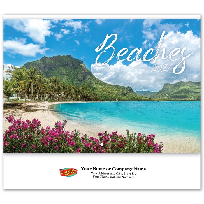 Full Color Beaches Spiral Wall Calendar -2027