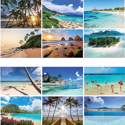 Full Color Beaches Spiral Wall Calendar -2027