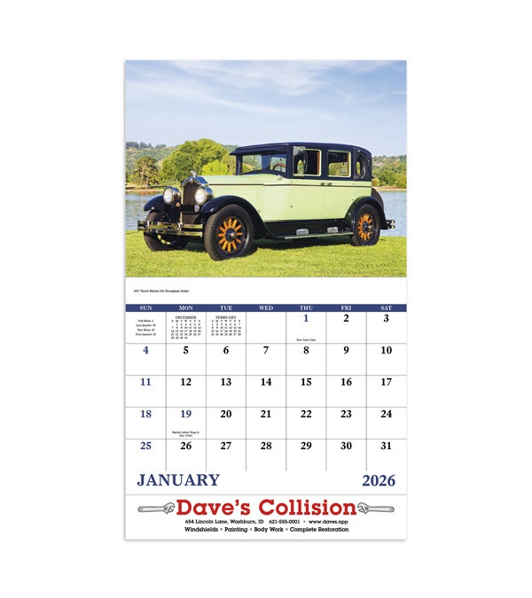 Antique Autos Wall Calendar 2026