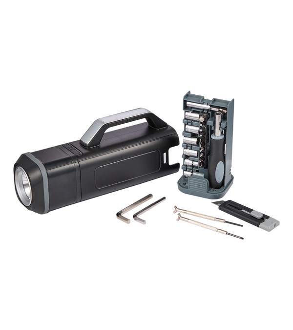 Tool Set with Rechargeable LED Flashlight - Full Color