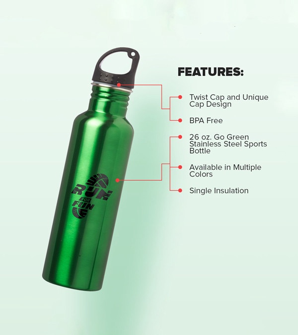 26 oz. Stainless Sports Water Bottles